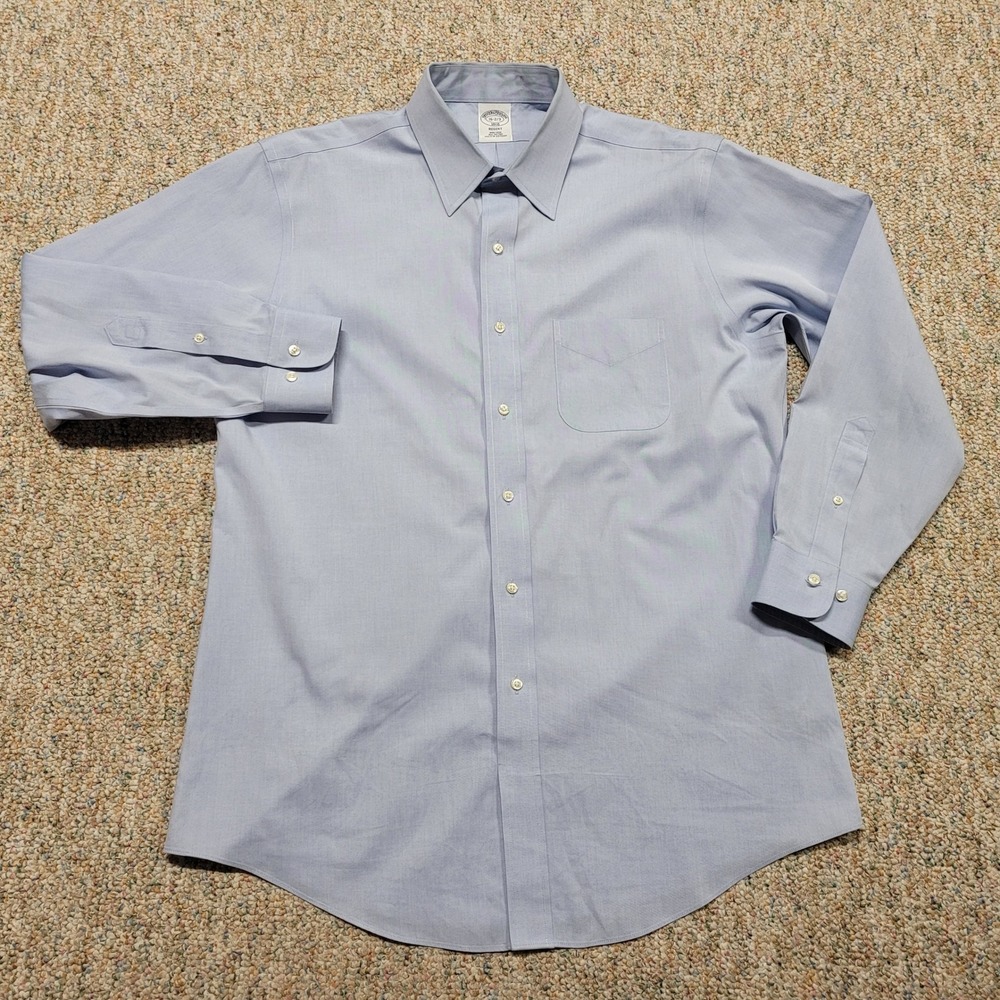 Brooks Brothers Regent Dress Shirt Mens 16 32/33 Blue Non-Iron Cotton Button Up